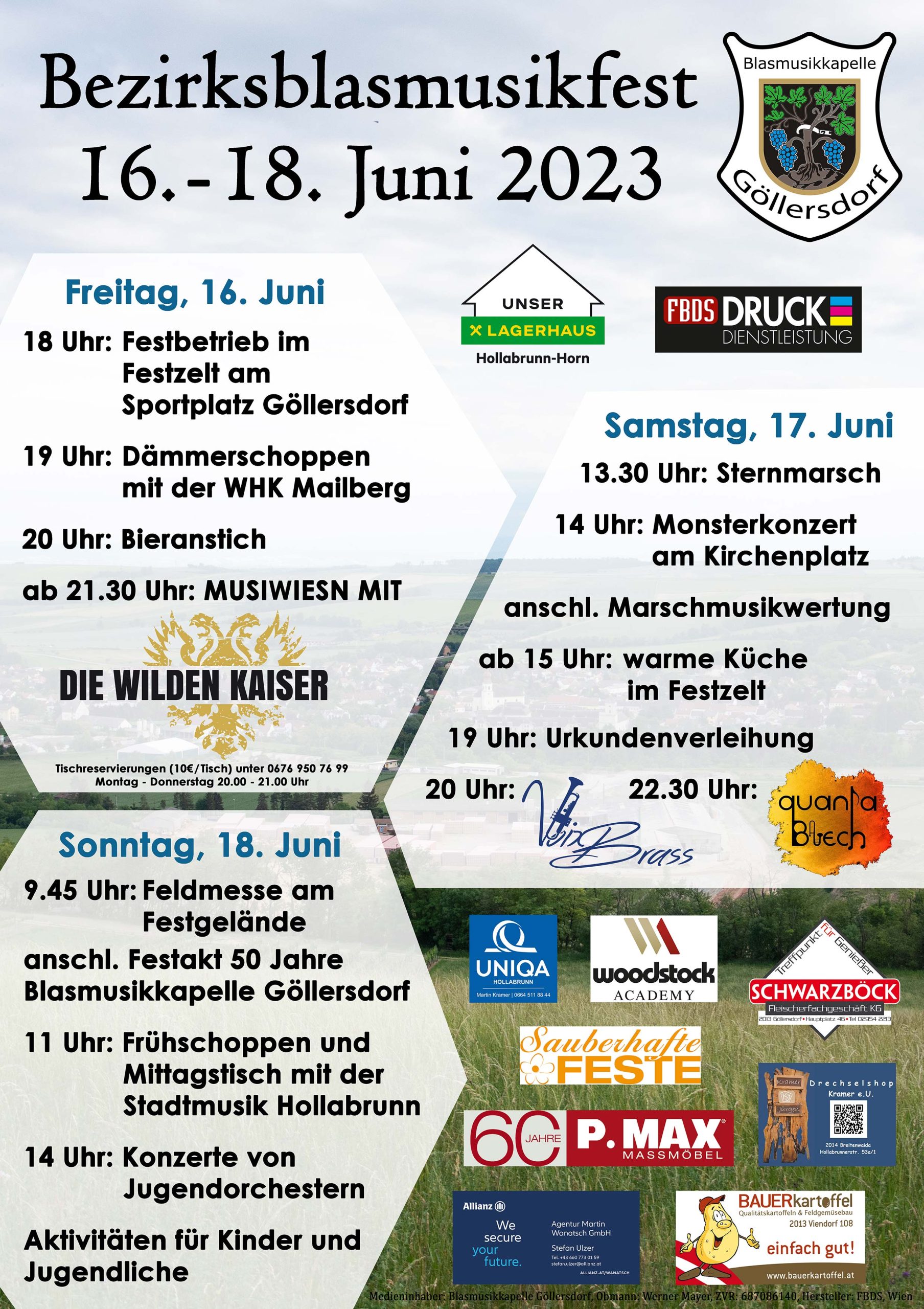 Plakat Bezirksblasmusikfest Göllersdorf